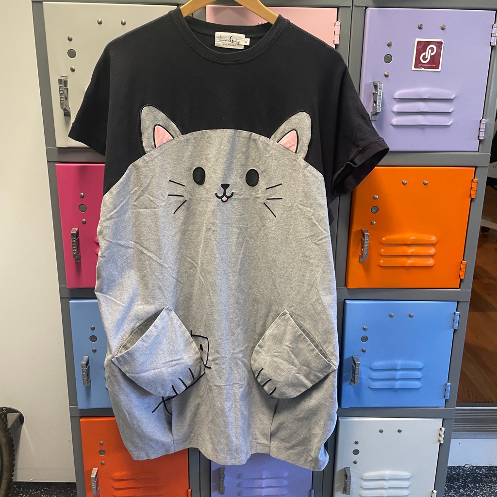 Luna Catz Cute Cat TShirt Black And Gray Xl Luna Catz Cute Cat TShirt Black And Gray Xl